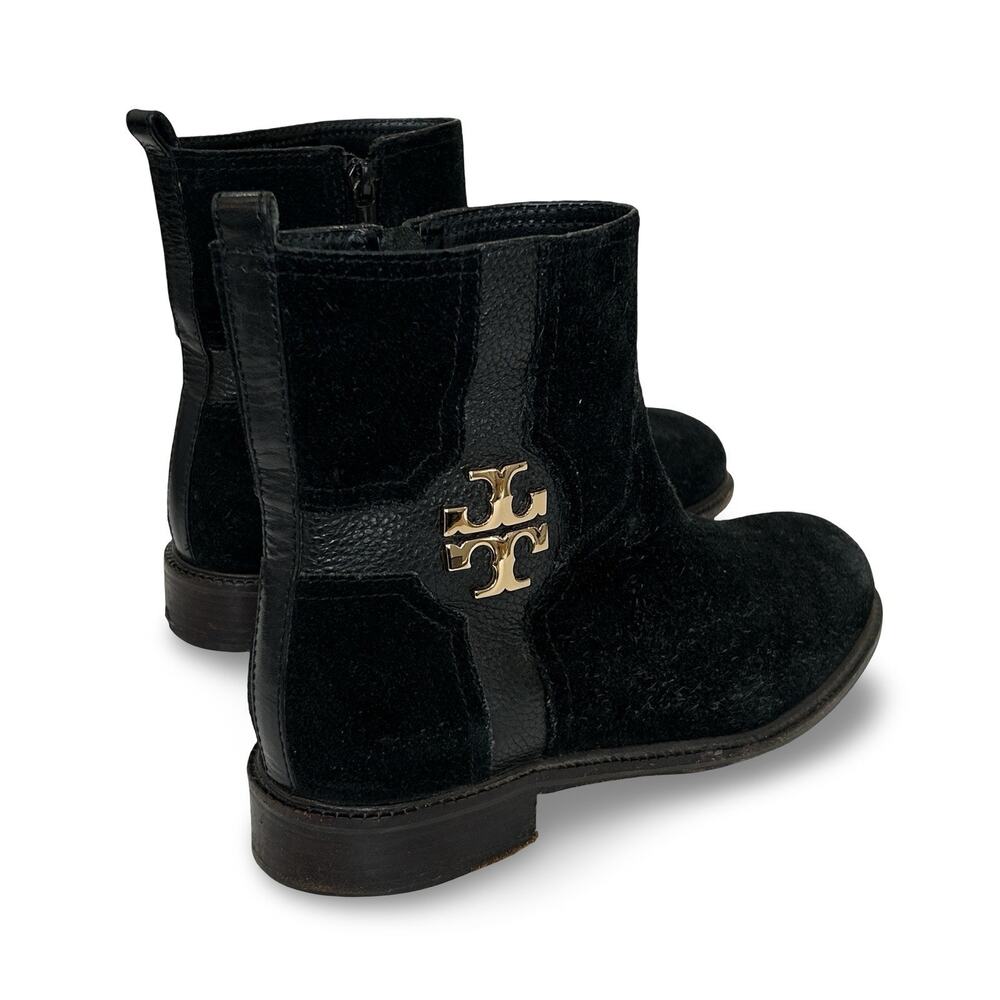 Tory Burch Alaina Black Suede Ankle Boots Womens Size 9.5 Side Zip Closuren - Picture 4 of 8